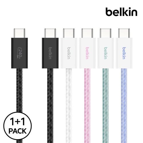 벨킨 240W USB-C 브레이디드 케이블 1.5m 2팩 CAB019qc